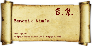 Bencsik Nimfa névjegykártya