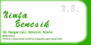 nimfa bencsik business card